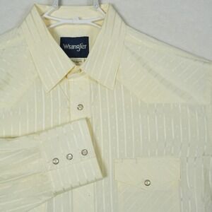Wrangler Mens Cream Jacquard Stripe Western Snap Shirt XL 75226TN Long Sleeve